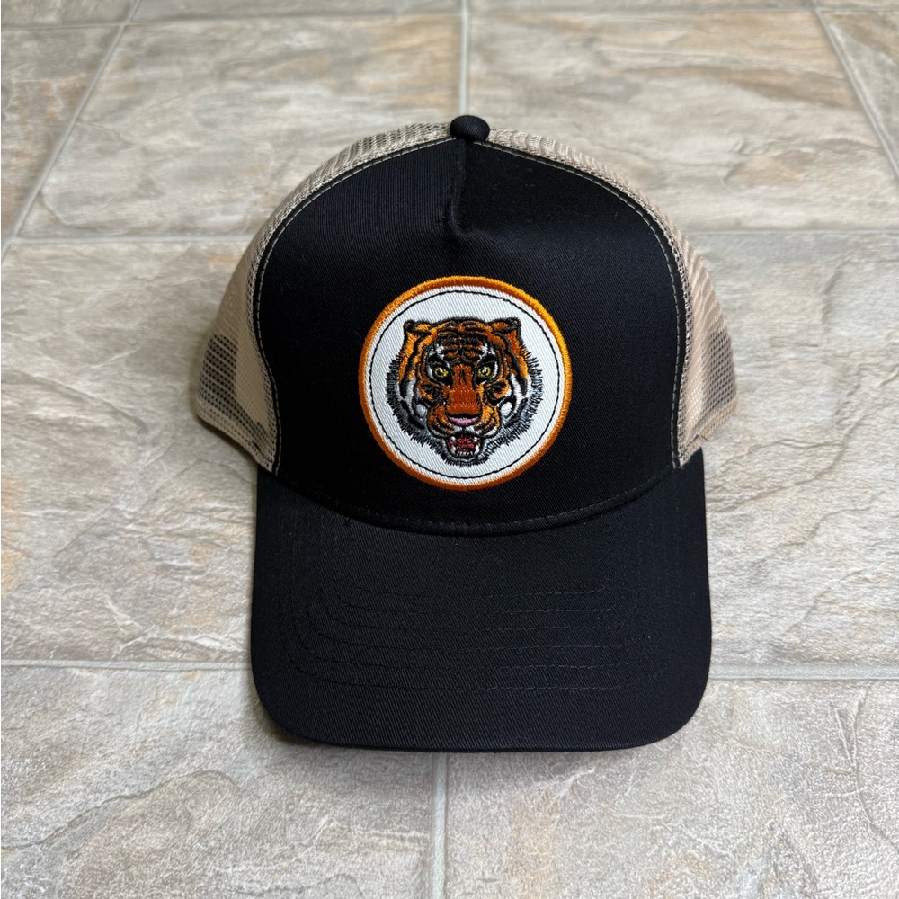 George Tiger Patch Cotton Twill Mesh SnapBack Men Size Adjustable Black NWT